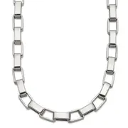 Stainless Steel Chisel Polished 22 Inch Square Link Necklace