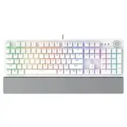 Fantech Gaming PC Mechanical Keyboard LED Backlit Anti-Ghosting Key with Knob and Wrist Rest (White) [KBFTMK853WHRE]
