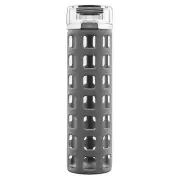 Ello Syndicate Glass Water Bottle with One-Touch Flip Lid, Grey , 20-ounce