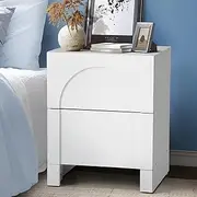 Oikiture White Bedside Table with 2 Drawers Side Storage Cabinet End Nightstand Table