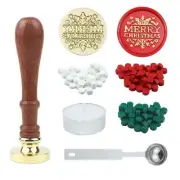 Christmas Wax Seal Stamp Kit, Christmas Seal Wax Stamps with Wooden Handle, 120P