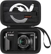 Canboc Camera Case for Canon PowerShot G7 X Mark II/ G7X Mark III/ V1 Digital 4K Vlogging Camera, Point and Shoot 4K Video Camera Bag, Zipper Mesh Pocket fits USB Cable, Batteries, Black