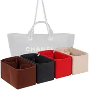 LinerLink Bag Organizer for Chanel Deauville Large Bag (Bag Size: 44L x 32H x 21D cm)|Handmade Bag Organizer|Custom Bag Insert|2mm Felt Bag Liner|Women Handbag Bag Shaper (Style B, Brown)