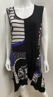 NWT ~ ts TAKING SHAPE [sz XS 14 16] blue print dip hem stretch mesh top