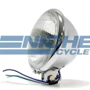 Bates Style 5.75" Chrome Headlight Assembly Blue Dot Chopper Bobber