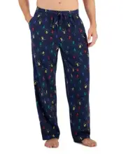 Club Room Men's Fleece Pajama Pants Holoiday Lights Blue XXL