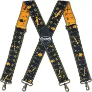 KUNN 2Inch Tape Measure Mens Suspenders with Bronze Hooks for Belt Loop Heavy Du