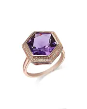 Bloomingdale's Fine Collection Amethyst & Diamond Bezel Ring in 14K Rose Gold