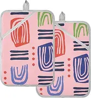 Large Pot Holders Peach Art Waves Simple Potholders with Pocket Hot Pot Holders Oven Mitts 2 Pack