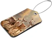 [KQNZT] Luggage Tags for Suitcases, 2 Pcs Suitcase Tags, PU Leather Luggage Tags, Travel Tags for Luggage, Baggage Tag, Deer Meadow Animal