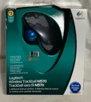 Logitech Wireless Trackball Ergonomic USB Computer Mouse M570 Black