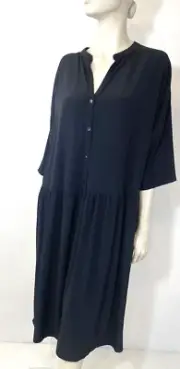 Eileen Fisher Women's M Black Mandarin-Collar Oversize Dress NEW