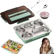 FeBohao Stainless Steel Lunch Box Adult 2000ml Reusable Smash Bento Box Leak Proof Insulated Food Snack Container with Lid Meal Prep