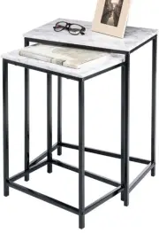 mDesign Metal And Marble Nesting End Tables - Set Of 2 New In Box