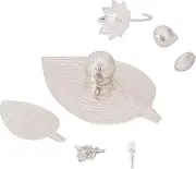 [Generic] Ganesha Arts Pan Supari Nariyal Coconut Tulsi Elaichi Cardamom Laung Clove Rice Flower in Pure Silver Hindu Religion Prayer Items, Regular, Non-Precious Metal, no gemstone