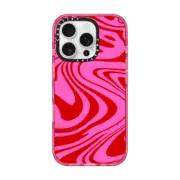 iPhone 16 Pro Impact Case MagSafe Compatible Marble Trippy Wavy Swirl Pink Red Spiral Warp Twirl 70s Psychedelic Acid Groovy Abstract Pattern