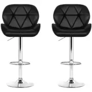 Artiss Black Gaslift Swivel Barstool With Rhombus Motif 2 Pack New