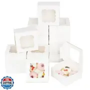 Bakepacker 100pcs White Cookie Boxes 6x6x3 inches Easy Assemble Macaroon Past