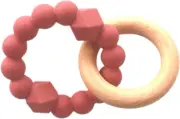 Jellystone Designs Moon Teether, Silicone and Wood, Dusty Pink