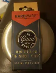 HARDWARE BY GENTLEMENS HARDWARE HIP FLASK AND SHOT CUP 10.oz.