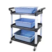 Foodservice Cart 330lbs Capaticy 3 Shelf Utility Cart w/3 Bins Transfer Tray