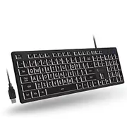 X9 Performance Large Key Keyboard Backlit - Easy to See and Type - Large Print Keyboard for Elderly or Visually Impaired - USB Wired Keyboard, 7 Color Backlit, Oversize Letters - Easy View Keyboard
