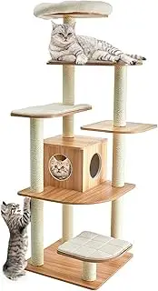 Costway 176cm Modern Cat Climbing Tree, Multi-Level Cat Condo with Sisal Scratching Posts, Condo, Large Perch & Soft Plush Covering, Tall Indoor Cat Climbing Tower Furniture