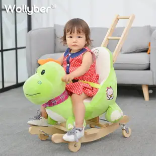 兒童木馬搖馬兩用實木搖搖車嬰兒玩具牛寶寶搖椅帶音樂0-4歲禮物 嘻哈戶外專營店