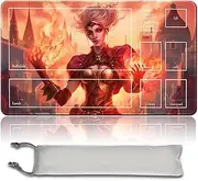 MTG Playmat Size 60x35 CM with Free Storage Bags,Stitched Edges TCG and Board Game Mat for Cards Mousepad Desk Mats (Chandra,Torch of Defiance)
