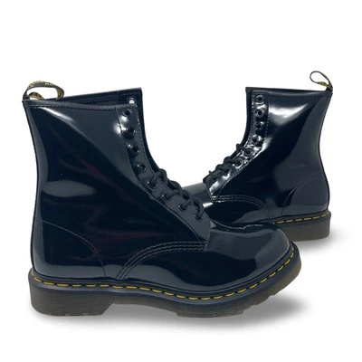 New Dr. Martens 1460 Women Patent Leather Lace Up Boots in Black sz 11