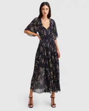 [Belle & Bloom] Amour Amour Ruffled Midi Dress - Navy
