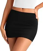 [NIMIN] Mini Skirts Skorts for Women Mid Waisted Stretch Summer Skorts Sexy Split Pencil Bodycon Skirts with Shorts Underneath, Black, Small
