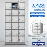 185cm Steel Metal Storage Cabinet Office Locker Filing Cabinet 18 Doors White