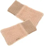 [HORIALENCE] 1pair Cozy Knitted Fingerless Gloves for Women Soft Mittens Enhanced Warmth Convenient Half-finger Design for Easy Handling Stylish Knitting Technique for Cold Weather Activities