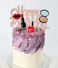 1pcs Acrylic Make up cake topper makeup artist cupcake toppers lipstick topper