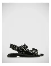 [Wittner] Edie Crinkle Patent Leather Sandal in Black