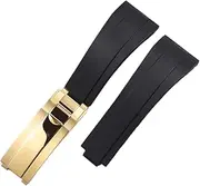 [KBCTFWP] 21 20mm glide lock micro adjust rubber watchband Fit For Rolex Submariner Yacht Daytona Oyster Date Explorer GMT watch strap