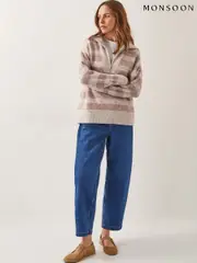 Monsoon Natural Zia Stripe Half Zip Jumper (G01699) | $173