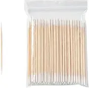 100Pcs 7cm/2.75inch Long Double Pointed Tip Cotton Swabs with Wooden Sticks Cleaning Swabs Buds Cosmetic Tipped Applicator for Makeup Eyebrow Tattoo Nail Polish