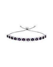 Silver Lab-Grown Diamond & Gemstone Bolo Bracelet