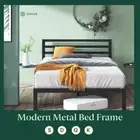 Metal Bed Frame Queen Double King Single Size Black White Options - Zinus Modern
