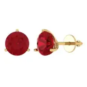 4.0 ct Round Brilliant Cut Tourmaline Stud Martini Earrings 14k Yellow Gold