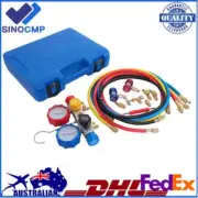R410A R134A HVAC 4 Way Manifold Gauges, A/C R22 R404A Diagnostic with Hoses Tool