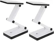 Mingzhe 2 Packs Portable Folding 24 LED Table Lamp Desk Light Sensitive Touch Control 3 Levels Adjustable Brightness Dimmable USB Charging Port 4 * AA Batteries Powered Operated for Students Reading W