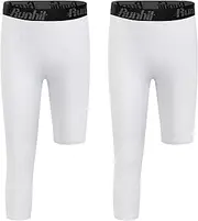 [Runhit] 2 Pack Youth Boy's Compression Pants Basketball Compression Tights Leggings Single Leg Kid's Athletic Pants Running Sports Baselayer