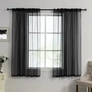 Black Sheer Curtains 63 Inch Length for Bedroom Rod Pocket Sheer Window
