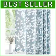 Elegant 84" Semi-Sheer Leaf Print Curtains - 2 Pack, Grommet Top, Room-Enhancing