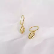 Dainty Earrings Vintage Gold Sea Shell Clip Tone Scallop Tarnish Free Women