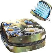 Period Bag,Sanitary Napkin Storage Bag,Butterfly Daisy Field,Tampon Bag for Purse