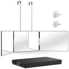 3 Way Tri-Fold Mirror, Adjustable Height, Self Haircut Mirror for Men and Women